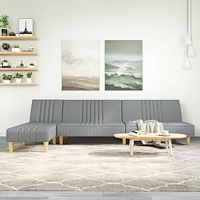 vidaXL L-formad bäddsoffa ljusgrå 255x140x70 cm tyg