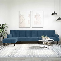 vidaXL L-formad bäddsoffa blå 260x140x70 cm sammet