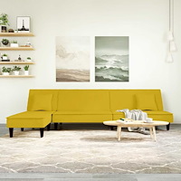 vidaXL L-formad bäddsoffa gul 255x140x70 cm sammet