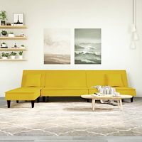 vidaXL L-formad bäddsoffa gul 255x140x70 cm sammet