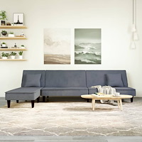vidaXL L-formad bäddsoffa mörkgrå 255x140x70 cm sammet