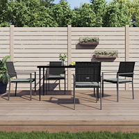 vidaXL Trädgårdsstolar 4 st med dynor svart 54x62,5x89 cm konstrotting