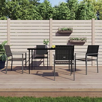 vidaXL Trädgårdsstolar 4 st svart 54x62,5x89 cm konstrotting