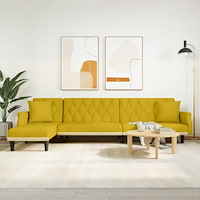 vidaXL L-formad bäddsoffa gul 271x140x70 cm sammet