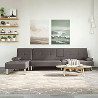 vidaXL L-formad bäddsoffa grå 255x140x70 cm konstläder