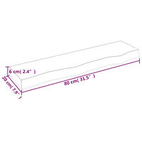 vidaXL Hyllplan 80x20x6 cm obehandlad massiv ek