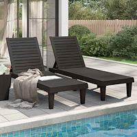 vidaXL Solsängar 2 st svart 155x58x83 cm polypropylen