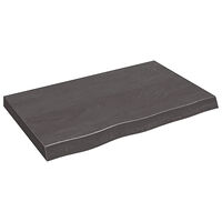 vidaXL Vägghylla mörkbrun 80x50x(2-6) cm behandlad massiv ek