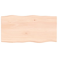 vidaXL Bordsskiva 100x50x2 cm obehandlad massiv ek levande kant