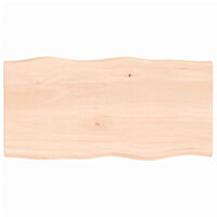 vidaXL Bordsskiva 80x40x2 cm obehandlad massiv ek levande kant