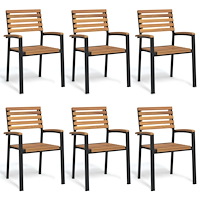 vidaXL Stapelbara trädgårdsstolar 6 st massivt akacia&metall