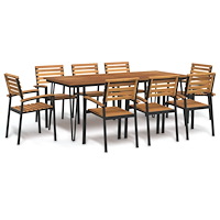 vidaXL Matgrupp för trädgården 9 delar massivt akacia&metall