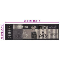 vidaXL Köksmatta maskintvättbar kaffe svart 45x150 cm sammet