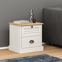 vidaXL Sängbord VIGO vit 42x35x42 cm massiv furu