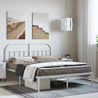 vidaXL Sängram med huvudgavel metall vit 150x200 cm
