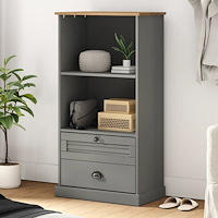 vidaXL Bokhylla VIGO grå 60x35x114,5 cm massiv furu