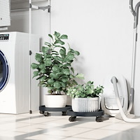 vidaXL Blomvagnar med hjul 2 st grå diameter 34 cm 35 kg