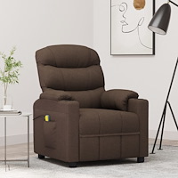 vidaXL Massagefåtölj mörkbrun tyg