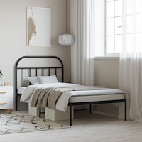 vidaXL Sängram med huvudgavel metall svart 100x200 cm