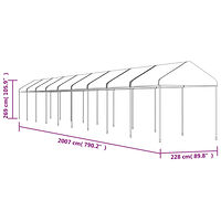 vidaXL Paviljong med tak vit 20,07x2,28x2,69 m polyeten