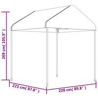 vidaXL Paviljong med tak vit 20,07x2,28x2,69 m polyeten