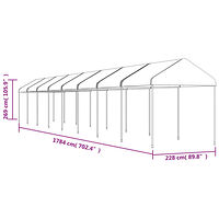 vidaXL Paviljong med tak vit 17,84x2,28x2,69 m polyeten