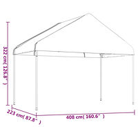 vidaXL Paviljong med tak vit 13,38x4,08x3,22 m polyeten