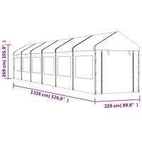 vidaXL Paviljong med tak vit 13,38x2,28x2,69 m polyeten