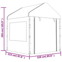 vidaXL Paviljong med tak vit 13,38x2,28x2,69 m polyeten