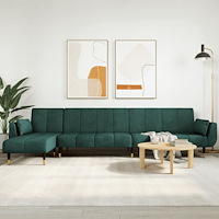 vidaXL L-formad bäddsoffa mörkgrön 275x140x70 cm sammet