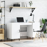 vidaXL Skrivbord vit högglans 140x50x75 cm konstruerat trä
