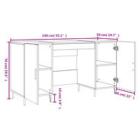vidaXL Skrivbord vit 140x50x75 cm konstruerat trä