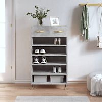 vidaXL Skohylla betonggrå 60x35x105 cm konstruerat trä