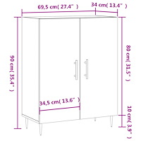 vidaXL Skänk brun ek 69,5x34x90 cm konstruerat trä