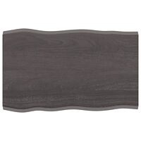 vidaXL Bordsskiva mörkbrun 80x50x2 cm massiv ek levande kant