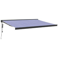 vidaXL Markis infällbar blå och vit 4x3 m tyg&aluminium