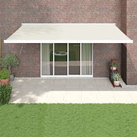 vidaXL Markis infällbar gräddvit 5x3 m tyg&aluminium