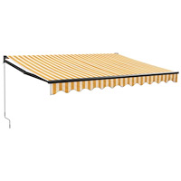 vidaXL Markis infällbar gul och vit 3x2,5 m tyg&aluminium