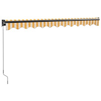 vidaXL Markis infällbar gul och vit 3x2,5 m tyg&aluminium