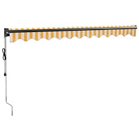 vidaXL Automatisk infällbar markis gul och vit 3,5x2,5 m