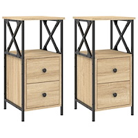 vidaXL Sängbord 2 st sonoma-ek 34x35,5x70 cm konstruerat trä