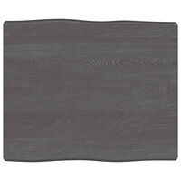 vidaXL Bordsskiva mörkbrun 60x50x(2-4) cm massivt trä levande kant