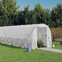 vidaXL Växthus med stålram vit 20 m² 10x2x2 m