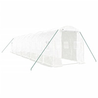 vidaXL Växthus med stålram vit 20 m² 10x2x2 m