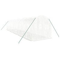 vidaXL Växthus med stålram vit 20 m² 10x2x2 m