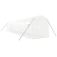 vidaXL Växthus med stålram vit 20 m² 10x2x2 m