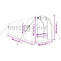 vidaXL Växthus med stålram vit 16 m² 8x2x2 m