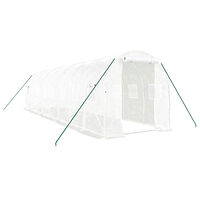 vidaXL Växthus med stålram vit 16 m² 8x2x2 m