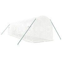 vidaXL Växthus med stålram vit 16 m² 8x2x2 m