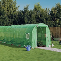 vidaXL Växthus med stålram grön 32 m² 16x2x2 m